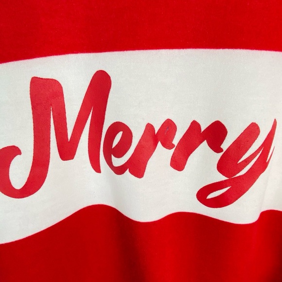 BETTER TOGETHER Red and White Striped Merry Sweatshirt Women’s Size M - Picture 3 of 6